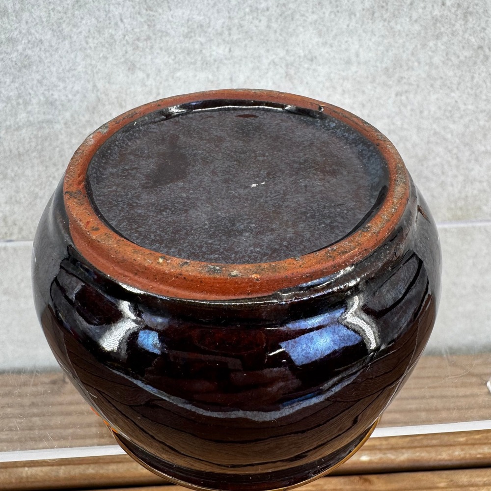 Vtg Redware Rossini Japan Moriage Rice Bowls - Hand Ptd Beaded Brown Glaze - Picture 7 of 7